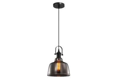 Decor Muscari II lampe suspendue noire avec abat-jour en verre fumé coloré en design métallique et douille noire 3862