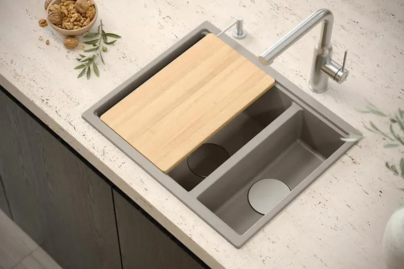 Quadri Newport II Weiß 1,5 Granit-Spüle 555x460, Oberflächen-Einbau und Unterbau 1208957860