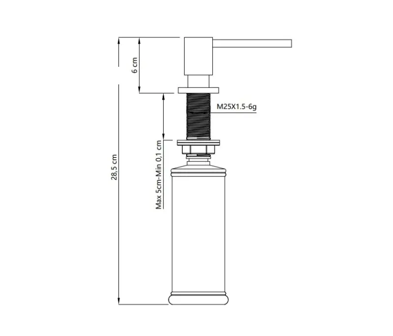 Quadri Tenby quadratisch Einbau-Seifenspender PVD Gun Metal von oben nachfüllbar 1208957892