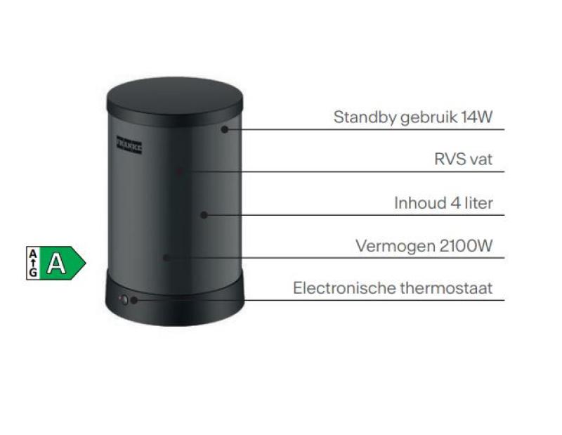 Franke Maris water hub 4L chaudière 3-en-1 avec robinet d'eau bouillante électronique Touch noir mat avec ensemble de mélange waterhub 1208957949