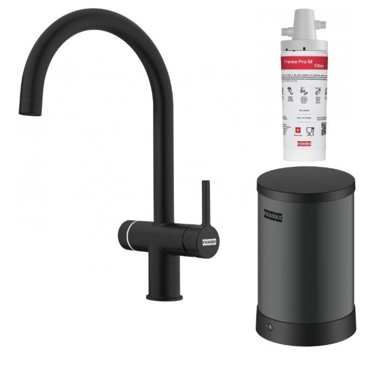 Franke Maris water hub 4L chaudière 3-en-1 avec robinet d'eau bouillante électronique Touch noir mat avec ensemble de mélange waterhub 1208957949