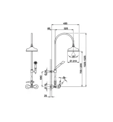 Huber Croisette Combinaison de douche 21cm Chromé/Doré CM0040507G
