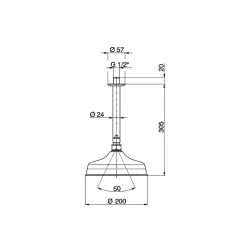 Huber Victorian Pomme de douche pluie or avec bras de plafond SS01341024