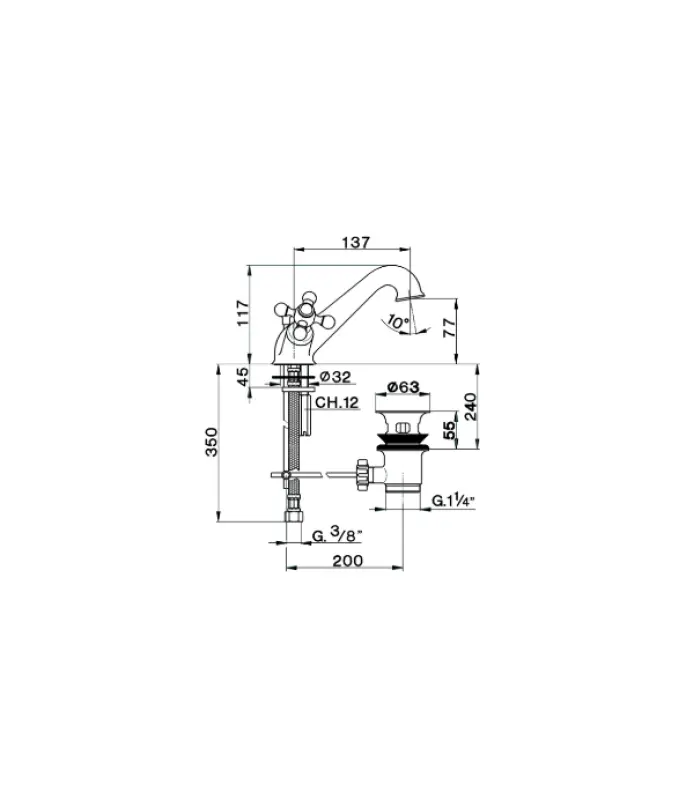 Cisal Arcana Keramik-Waschtischbatterie Gold AC00051024