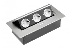 Câble d'extension de bureau 3x prise schuko, sans câble, aluminium 1208958667