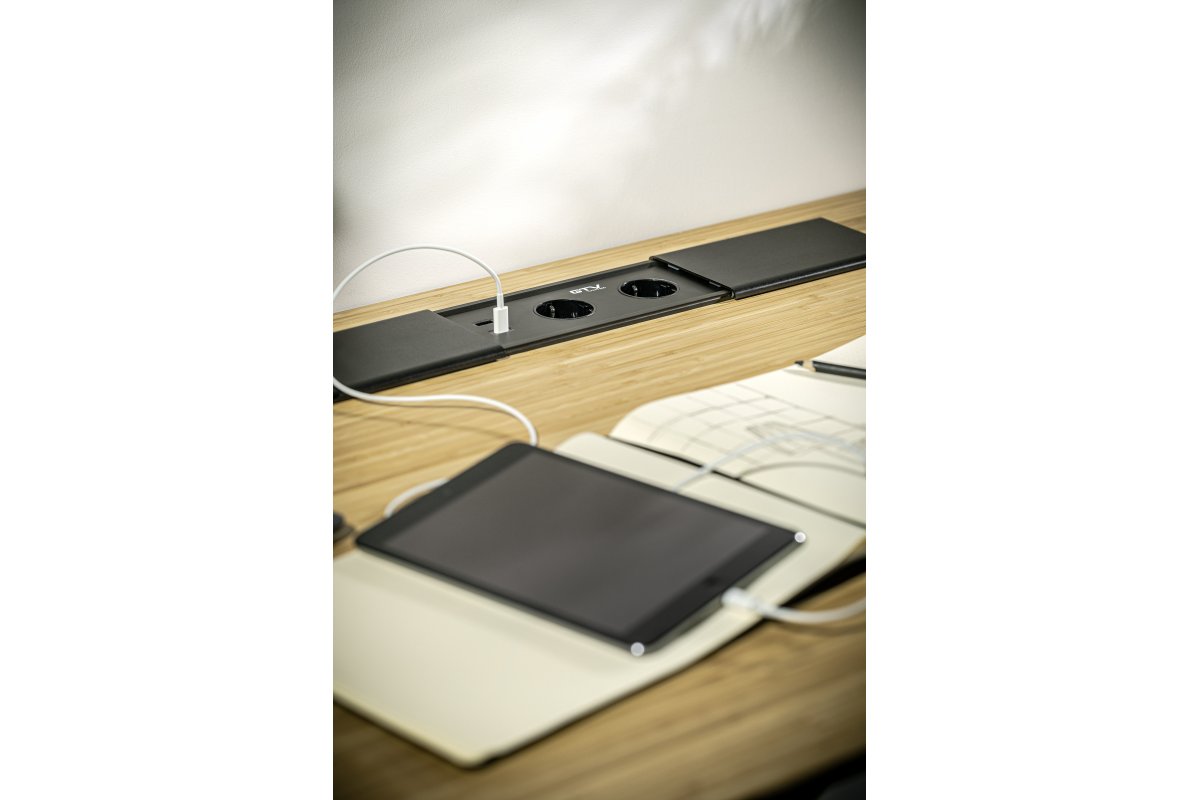 Câble d'extension encastré pour bureau PRESTINO, 2x prise française, USB A+C, RJ45, HDMI, câble 1,5m, argent 1208958675