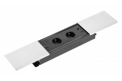Câble d'extension encastré pour bureau PRESTINO, 2x prise française, USB A+C, RJ45, HDMI, câble 1,5m, argent 1208958675