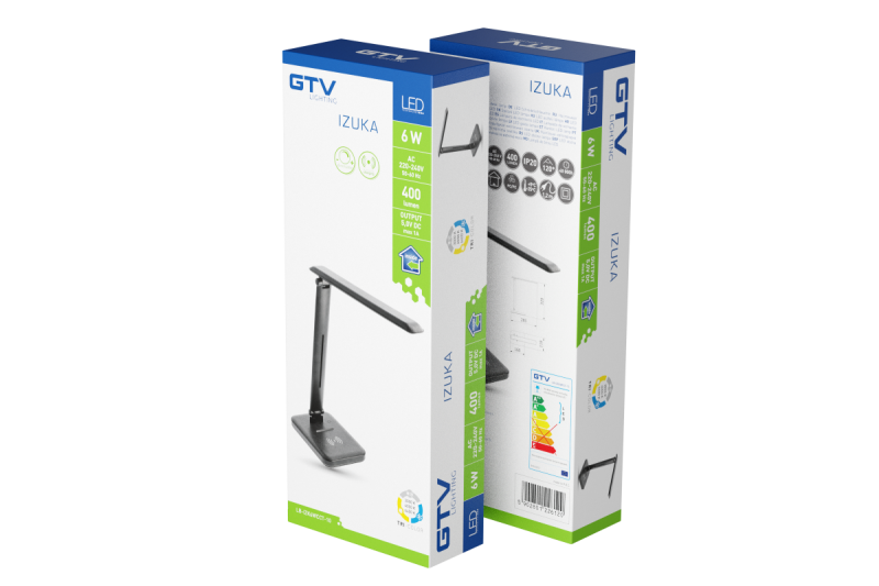 Decor Lampe de bureau LED IZUKA 6W 400lm AC220-240V 50/60Hz CCT chargeur inductif noir. 1208962497