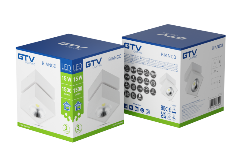 Decor Luminaire LED BLANC 15W 1500lm AC220-240V 50/60 Hz PF> 0.5 Ra≥80 IP20 IK06.36 ° 4000K carré blanc. 1208962665