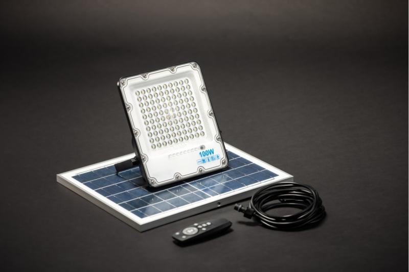 Solar LED Flutlicht BRAVOS, 100W, 1000lm, 6400K, IP65, 120°, Solarpanel, Fernbedienung, 3y 1208962681