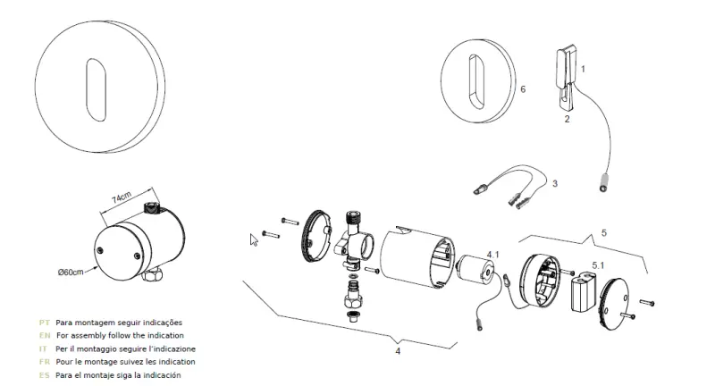 Waterevolution Flow Infrarot-Sensor auf Netzstrom PVD Hellgold T118EEWGE