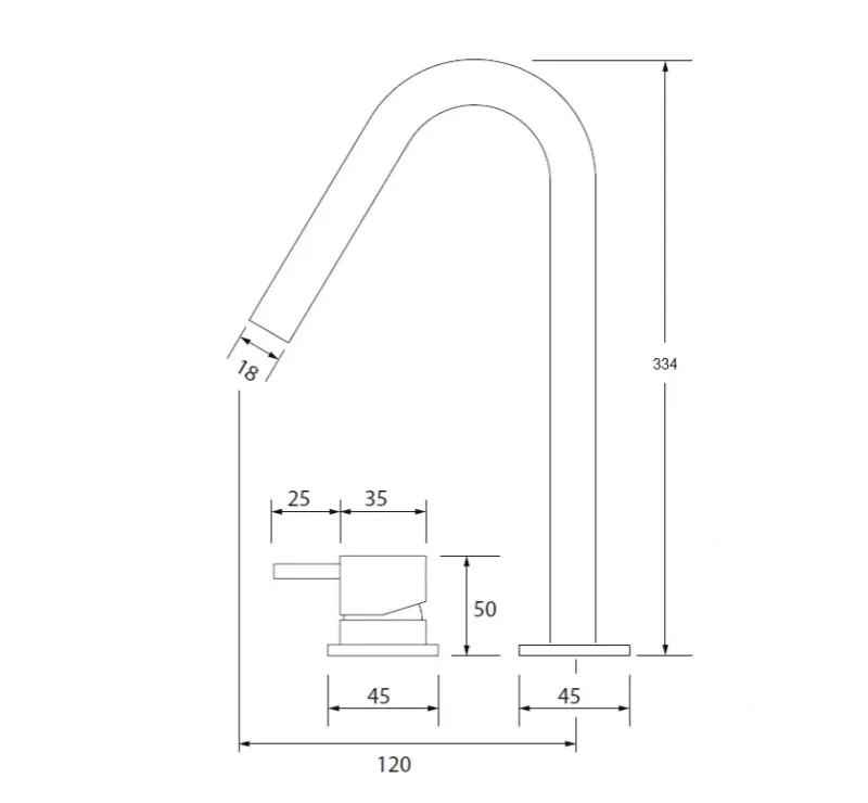 Waterevolution Flow 2-Loch-Waschtischarmatur Hellgold mit hohem V-Auslauf, 120mm T1122VWGE