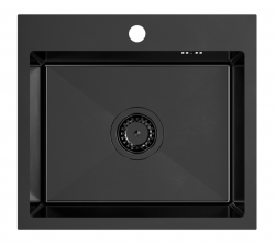 Quadri Dixton 50 évier en inox Nano PVD noir 500x450 mm avec trou pour robinet montage en surface 1208967082