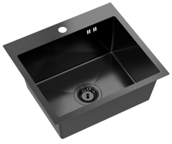 Quadri Dixton 50 évier en inox Nano PVD noir 500x450 mm avec trou pour robinet montage en surface 1208967082