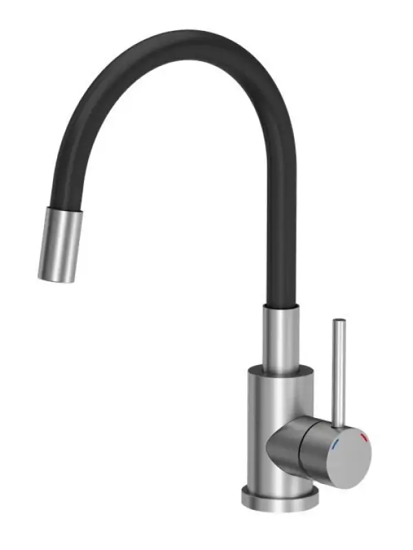 Quadri Dixton 50 Set Edelstahlspüle 500x450 mm mit Hahnloch, aufliegend und Edelstahl Bristol Küchenarmatur
