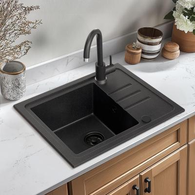 Quadri Sligo 60 évier en granit anthracite avec égouttoir 55x44 cm incl. robinet 1208967199