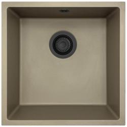 GraniteMy Universal Lavello in granito tortora 40x40 cm a filo sopra e sottopiano con tappo nero 1208967213