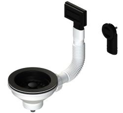 Granitemy kit de bouchons de panier noir mat, kit d'évacuation pour évier avec trop-plein rond et rectangulaire 1208967256