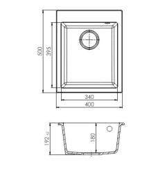 GraniteMy Bremen évier en granit blanc 40x50 cm blanc à poser, à encastrer et à intégrer avec trou pour robinet avec bouchon en cuivre 1208967287