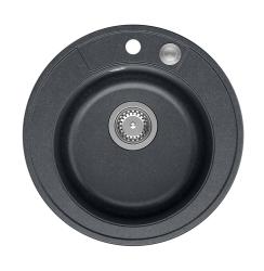 Quadri Norwich granit anthracite évier rond encastré avec bouchon en inox et évacuation push to open 1208967373