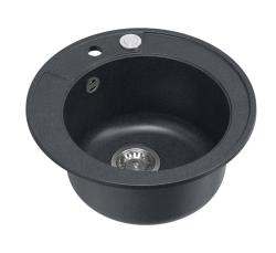 Quadri Norwich granit anthracite évier rond encastré avec bouchon en inox et évacuation push to open 1208967373