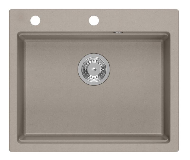 Quadri Durham taupe Granit Aufbauspüle 595x500 mit Seifenspender, Schneidebrett, Einlegebecken und Rollmatte 1208967376