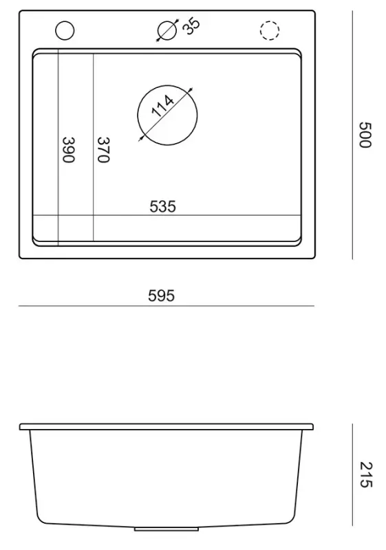 Quadri Durham Anthrazit Granit Aufbauspüle 595x500 mit Seifenspender, Schneidebrett, Einsatzbecken und Rollmatte 1208967379