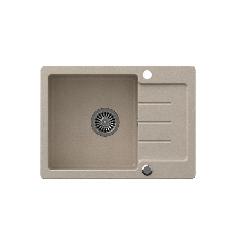 Quadri Kendal sand-beige Granit-Einbauspüle mit Abtropffläche 60x44cm umkehrbar 1208967402