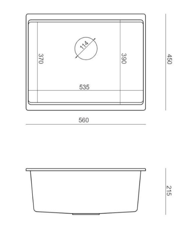 Quadri Newport II Granit Unterbauspüle Anthrazit 560x450mm mit Kupferstopfen und Ablaufkappe 1208967461