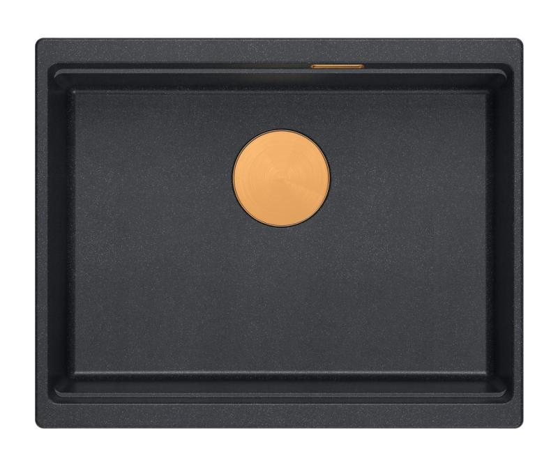 Quadri Newport II Granit Unterbauspüle Anthrazit 560x450mm mit Kupferstopfen und Ablaufkappe 1208967461