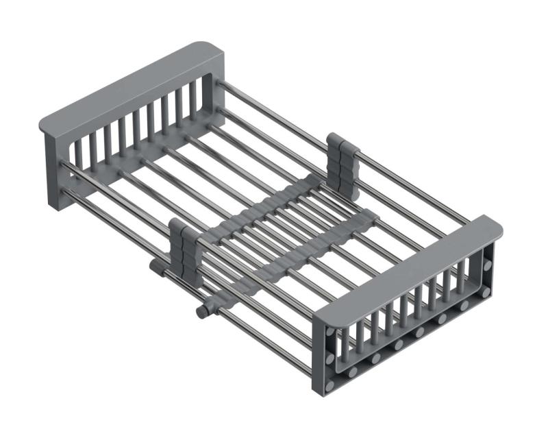 Quadri Universell ausziehbarer Einsatzkorb, Einhängerkörbchen oder Restekörbchen aus Edelstahl mit grauen Griffen, 225mm breit 1208967543