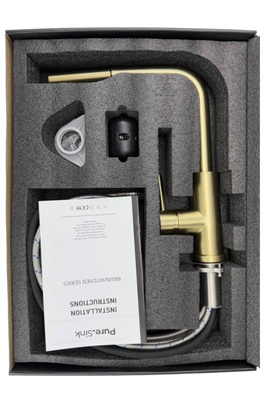 Pure.Sink Elite Steel Spark-S Küchenarmatur PVD gebürstetes Gold mit ausziehbarem Auslauf PS8041-60