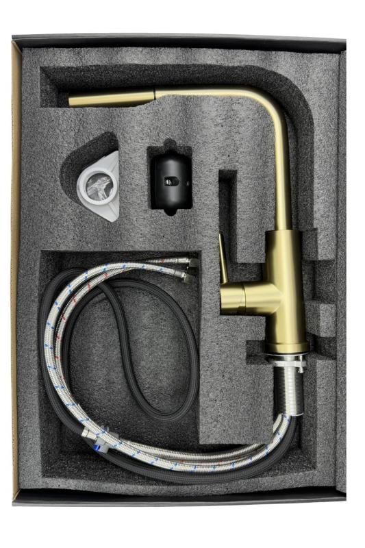 Pure.Sink Elite Steel Spark-S Küchenarmatur PVD gebürstetes Gold mit ausziehbarem Auslauf PS8041-60