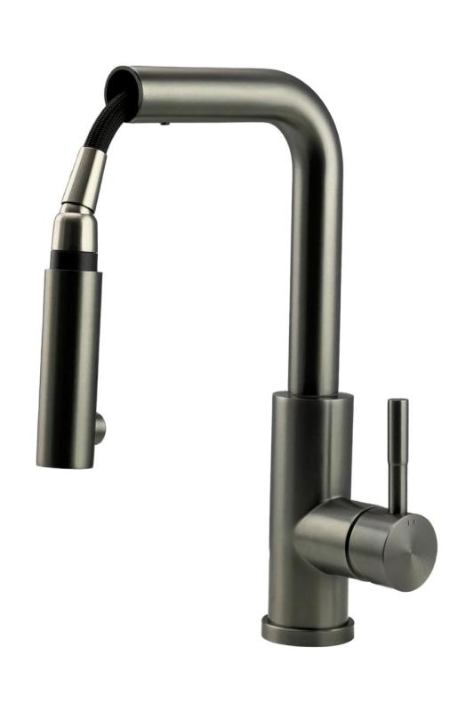 Pure.Sink Elite Steel Spark-S Küchenarmatur PVD Gun Metal mit ausziehbarem Auslauf PS8041-61