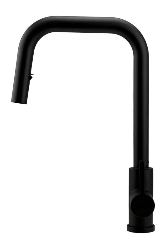 Pure.Sink Elite Steel Crystal-S Küchenarmatur Mattschwarz mit ausziehbarem Auslauf PS8050-10