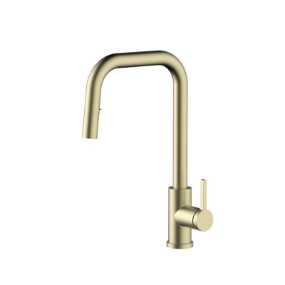 Robinet de cuisine Pure.Sink Elite Steel Crystal-S en PVD or brossé avec bec extensible PS8050-60
