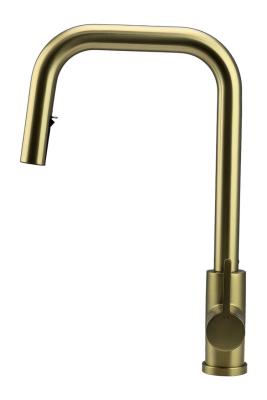 Robinet de cuisine Pure.Sink Elite Steel Crystal-S en PVD or brossé avec bec extensible PS8050-60