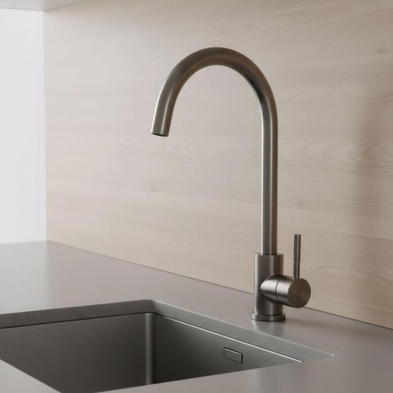 Robinet de cuisine Pure.Sink Elite Steel Stream en acier PVD Gun Metal PS8044-61.