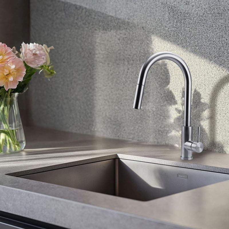 Pure.Sink Elite Steel Stream-S Küchenarmatur Edelstahl mit ausziehbarem Auslauf PS8045-02