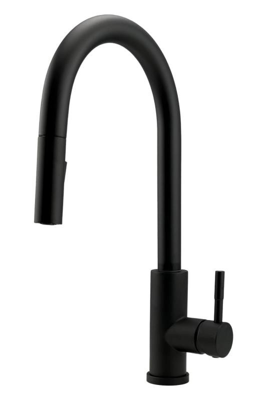 Pure.Sink Elite Steel Stream-S Küchenarmatur Matt Schwarz mit ausziehbarem Auslauf PS8045-10
