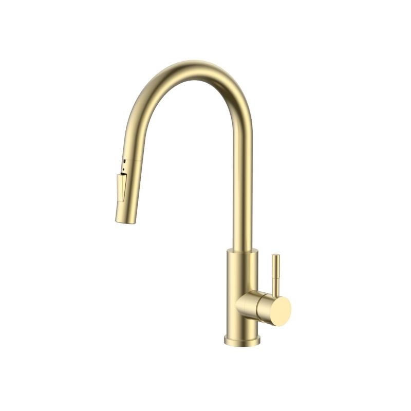 Pure.Sink Elite Steel Stream-S Küchenarmatur PVD gebürstetes Gold mit ausziehbarem Auslauf PS8045-60.
