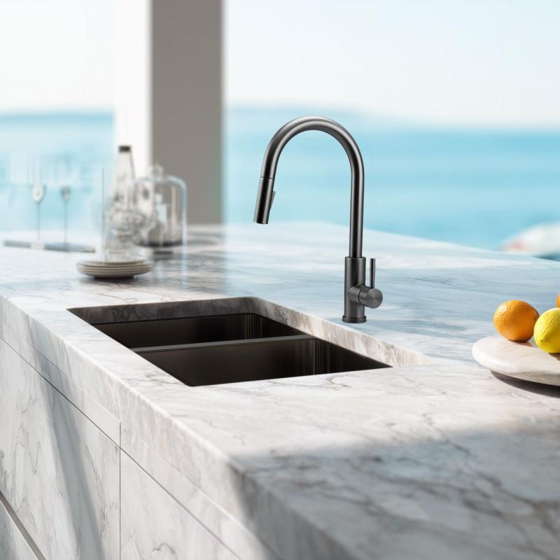 Pure.Sink Elite Steel Stream-S Küchenarmatur PVD Gun Metal mit ausziehbarem Auslauf PS8045-61