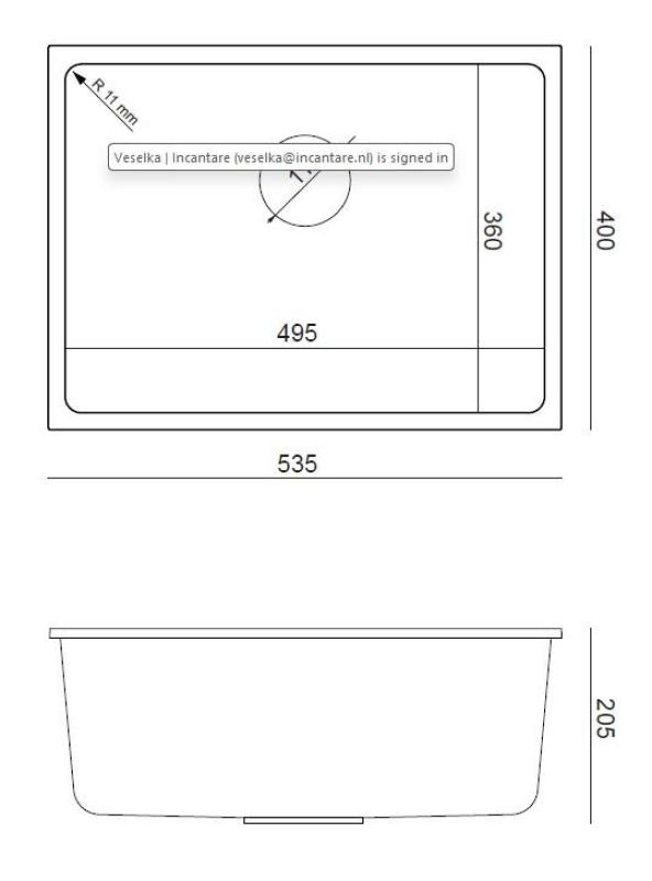 Quadri Elston Évier Encastré en Granit Anthracite 495x360mm avec Bouchon en Inox 1208967659