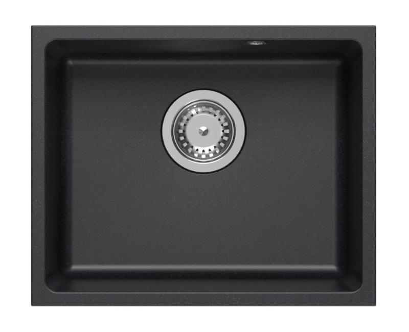 Quadri Elston Anthrazit Granit Unterbauspüle 420x335mm mit Edelstahlstopfen 1208967660