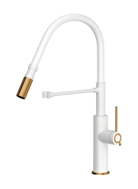 Quadri Retford Küchenarmatur Weiß mit Kupfer-Finish und flexiblem weißen Auslauf 1208967673