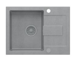 Quadri Sutton Évier à poser en granit gris 60x45cm avec égouttoir, réversible avec bonde grise - 1208967750