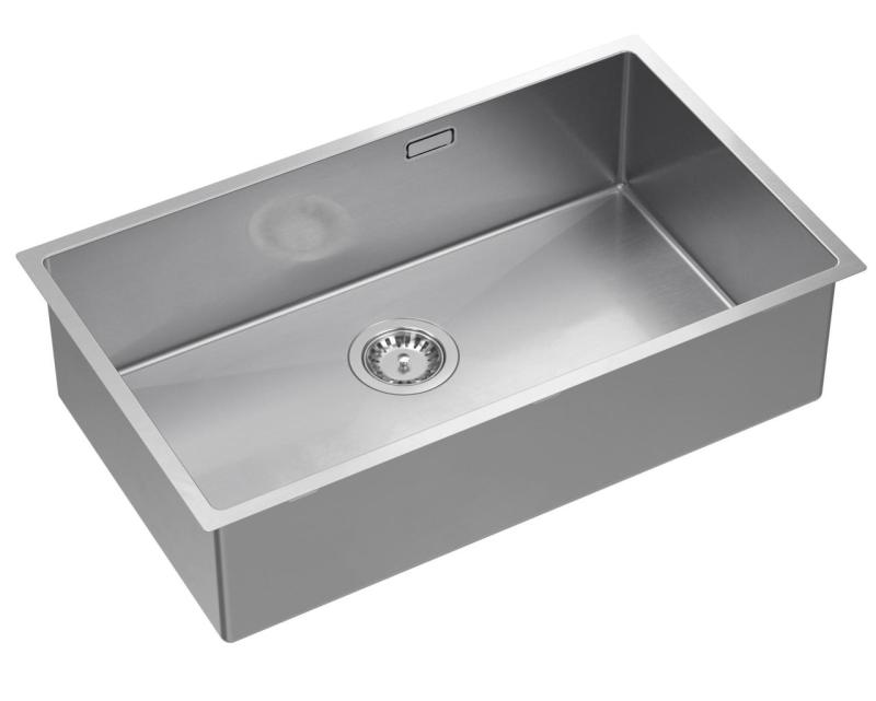 Aquadesign Zara Edelstahl Spüle 74x44cm Unterbau, Flachbau und Aufbau mit Edelstahl-Stecker - 1208967758