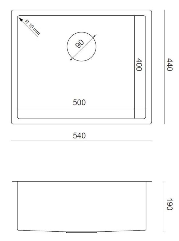 Aquadesign Zara Évier en Acier Inoxydable 54x44cm Montage Sous-plan, À Fleur et Encastré avec Bouchon en Acier Inoxydable - 1208967759