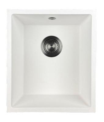GraniteMy Universal Évier en granit blanc 34 x 40 cm, montage en surface, sous plan et encastré, avec bouchon en bronze 1208967904