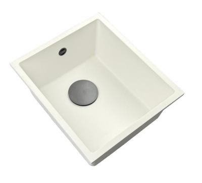 GraniteMy Universal Évier en granit blanc 34 x 40 cm, montage en surface, sous plan et encastré, avec bouchon en bronze 1208967904